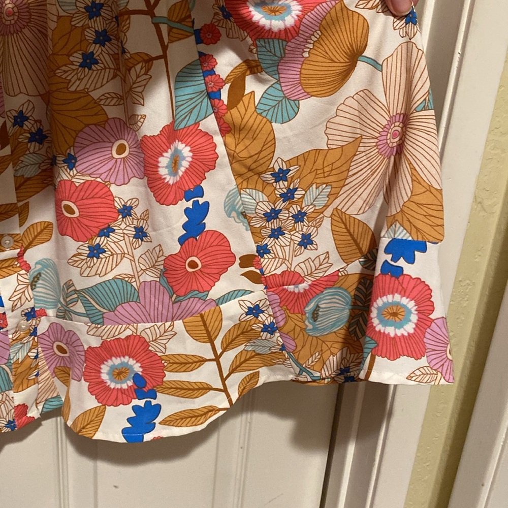 Tolani Floral Tiered Button Front Short Sleeve Dress with pockets, Women’s XL - Picture 7 of 15